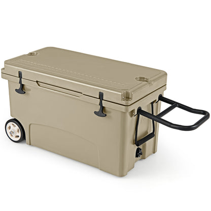 75 Quart Portable Hard Cooler with 6-Day Ice Retention and Wheels, Khaki Coolers Khaki at Gallery Canada