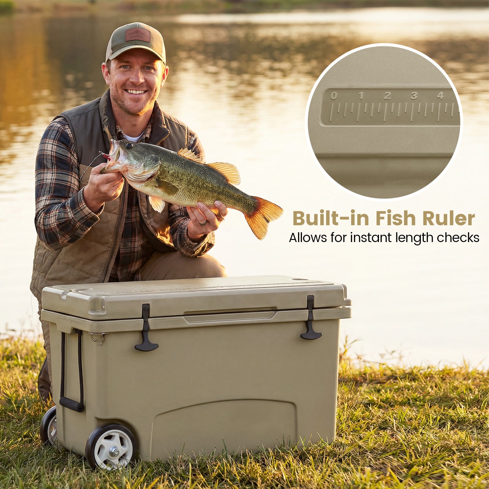 75 Quart Portable Hard Cooler with 6-Day Ice Retention and Wheels, Khaki Coolers at Gallery Canada