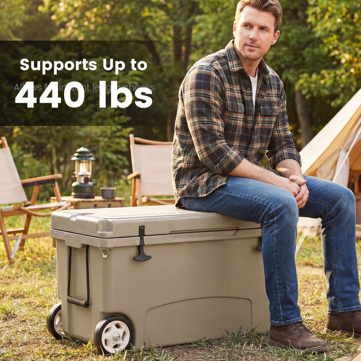 75 Quart Portable Hard Cooler with 6-Day Ice Retention and Wheels, Khaki Coolers at Gallery Canada