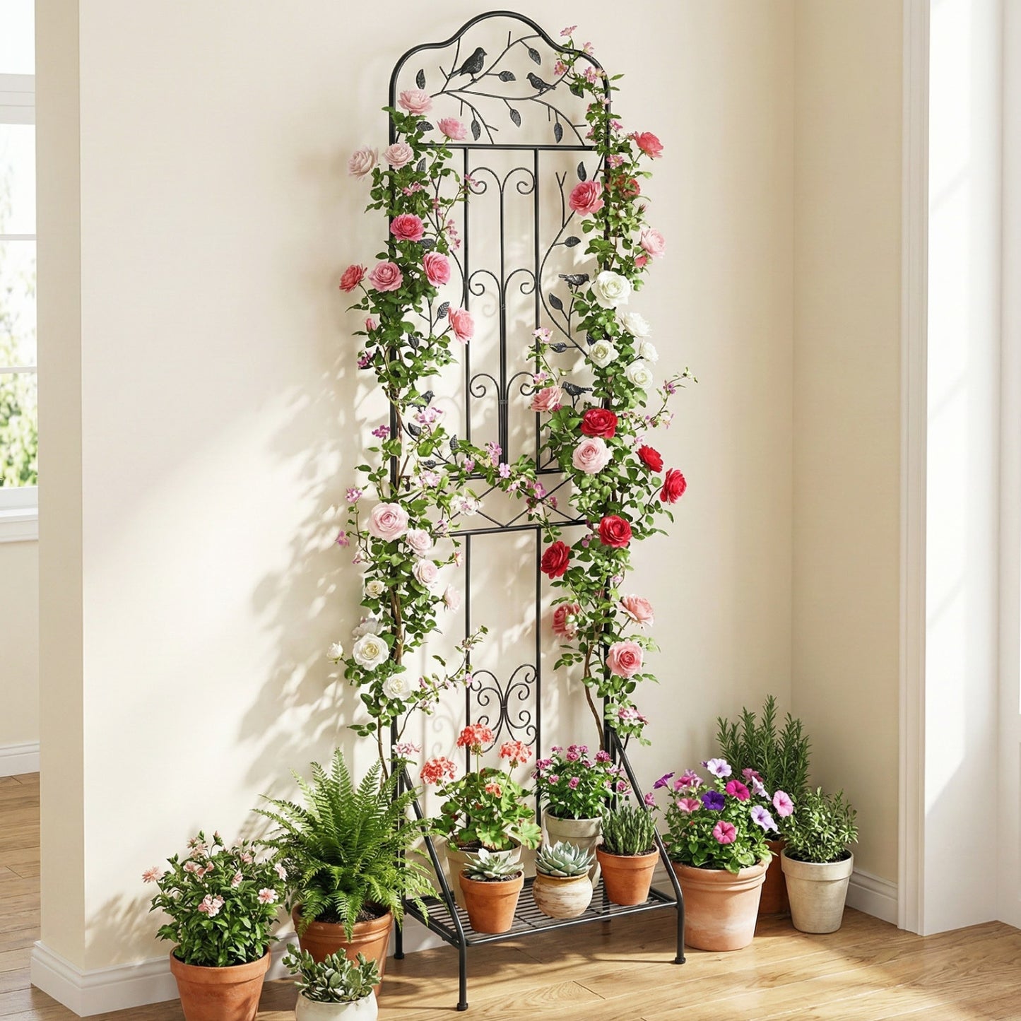 75x20 Inch Outdoor Metal Garden Trellis, Black