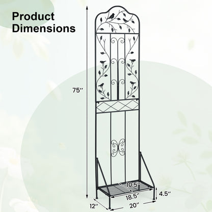 75x20 Inch Outdoor Metal Garden Trellis, Black