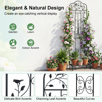 75x20 Inch Outdoor Metal Garden Trellis, Black