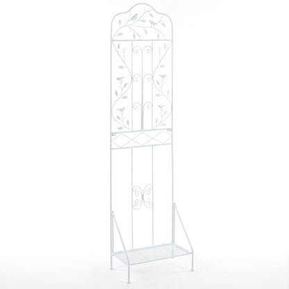 75 x 20 in Metal Garden Trellis, Foldable Shelf, White