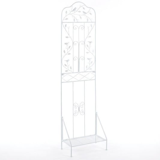 75 x 20 in Metal Garden Trellis, Foldable Shelf, White Plant Supports White at Gallery Canada