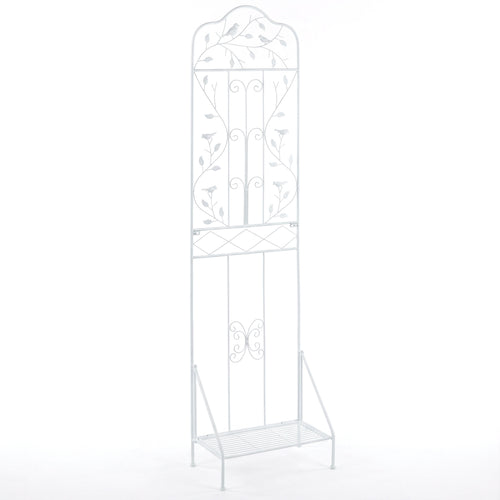 75 x 20 in Metal Garden Trellis, Foldable Shelf, White