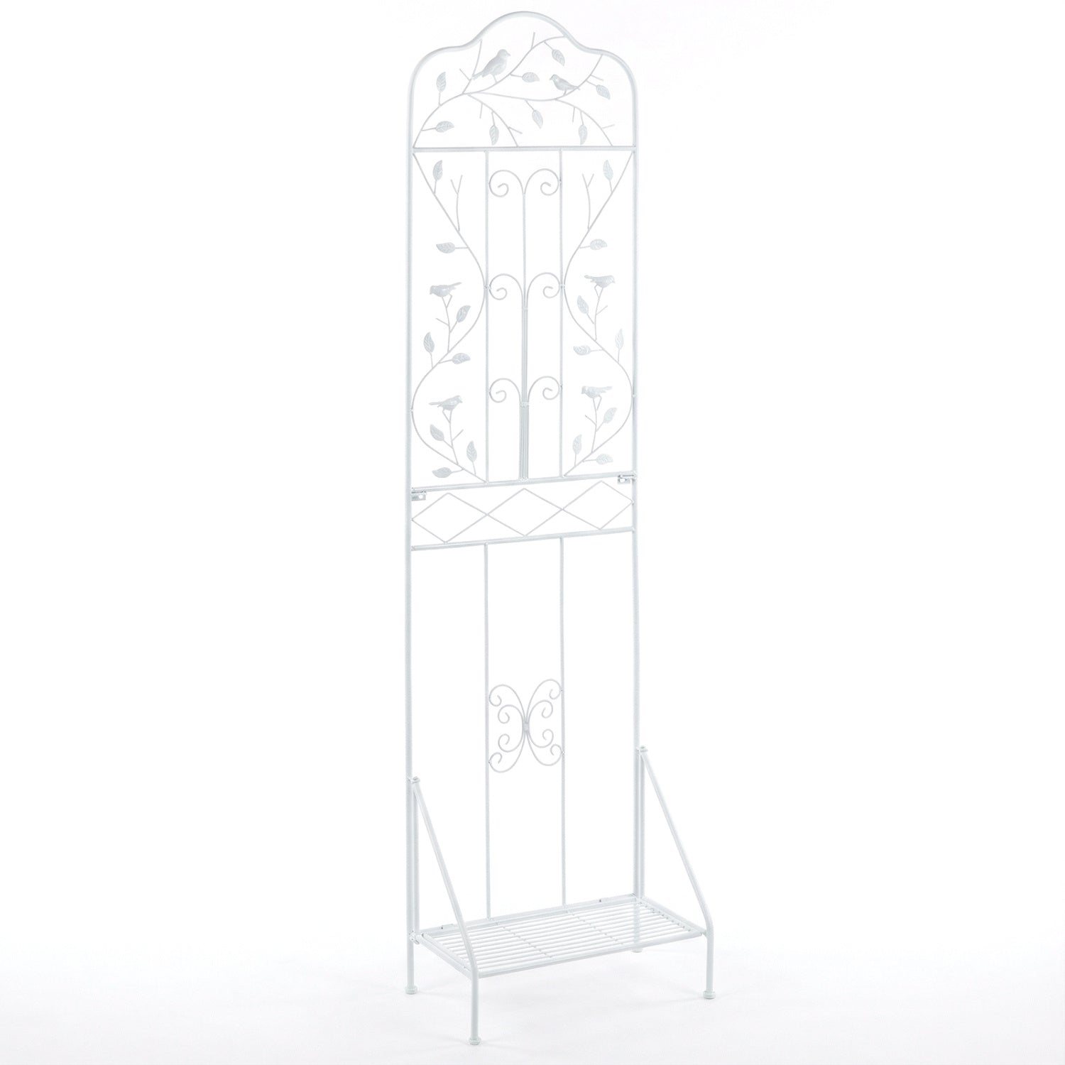 75 x 20 in Metal Garden Trellis, Foldable Shelf, White Plant Supports at Gallery Canada
