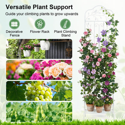 75 x 20 in Metal Garden Trellis, Foldable Shelf, White