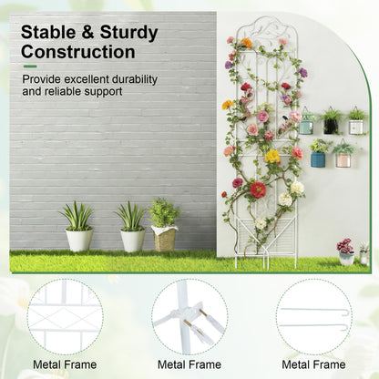 75 x 20 in Metal Garden Trellis, Foldable Shelf, White