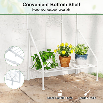 75 x 20 in Metal Garden Trellis, Foldable Shelf, White