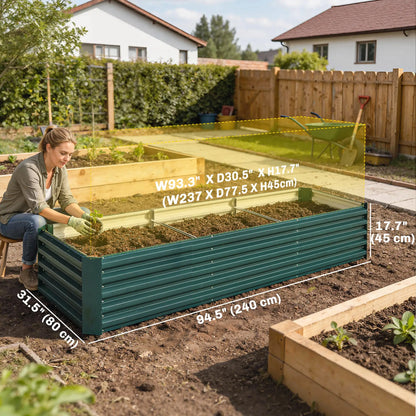 8 x 2.6 x 1.5ft Galvanized Raised Garden Bed, Outdoor Planter Box, Green Galvanized Planter Boxes at Gallery Canada