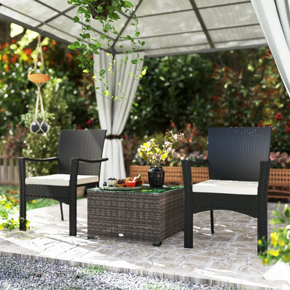 24.4" Patio Wicker Coffee Table, PE Rattan With Tempered Glass Top, Black Patio Side Tables at Gallery Canada