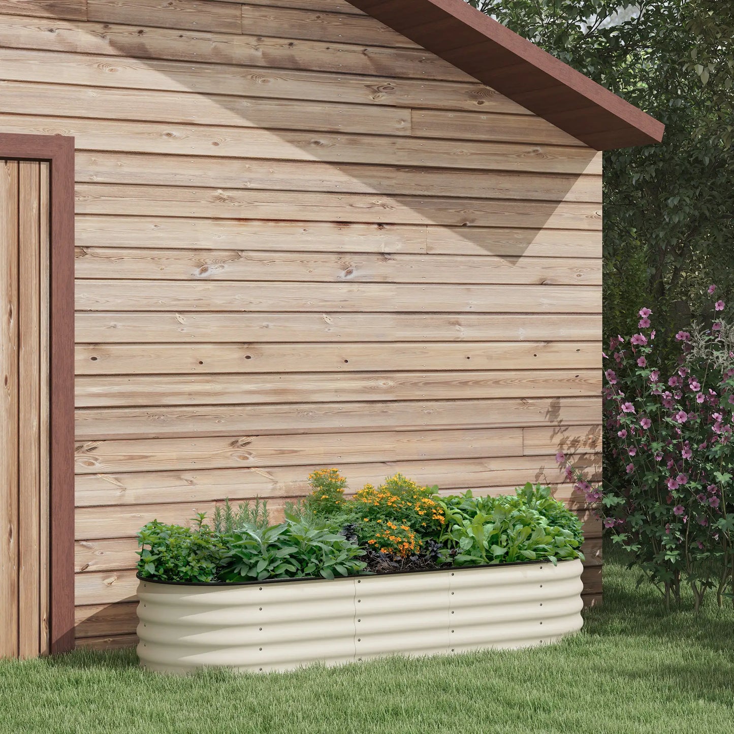 6.5 x 2 x 1.5 FT Galvanized Steel Raised Garden Bed, Cream White