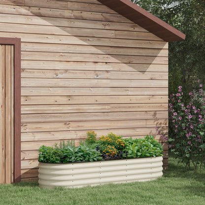 6.5 x 2 x 1.5 FT Galvanized Steel Raised Garden Bed, Cream White