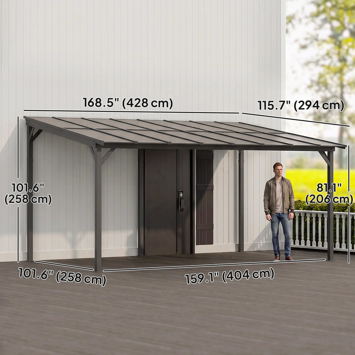 10' x 14' Gazebo à toit rigide, Mur Monté, Autoportant, UPF 50+, Toit imperméable