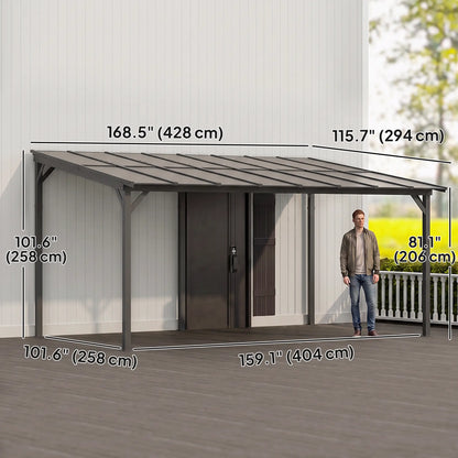 10' x 14' Gazebo à toit rigide, Mur Monté, Autoportant, UPF 50+, Toit imperméable