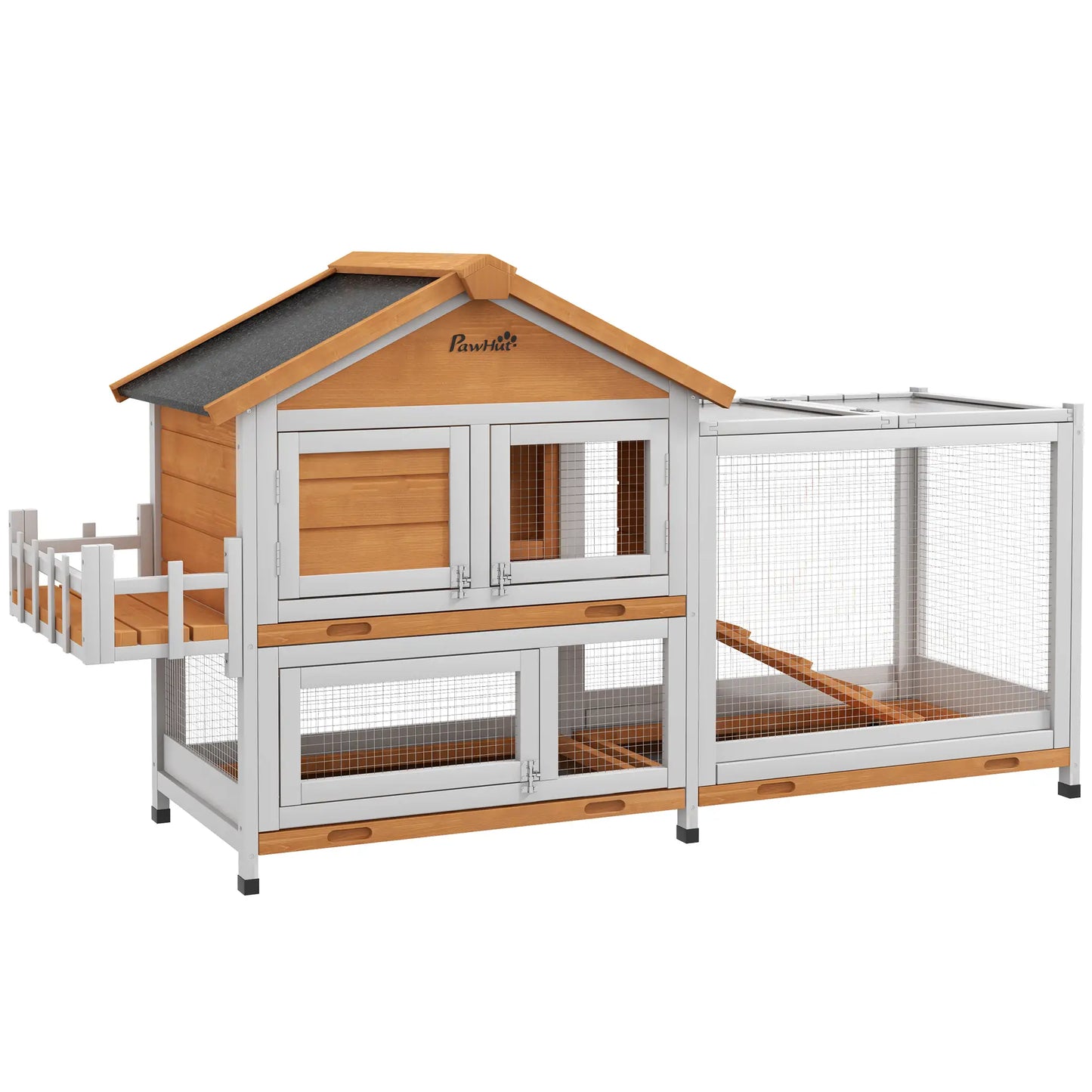 65" Wooden Rabbit Hutch, Pet Playpen, Openable Roof, Storage Box, Yellow Rabbit Hutch Yellow at Gallery Canada