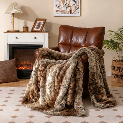 760GSM Soft Faux Fur Blanket For Sofa, Coffee, Raccoon Bedding at Gallery Canada