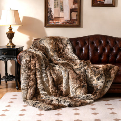 760GSM Soft Faux Fur Blanket For Sofa, Coffee, Raccoon Bedding at Gallery Canada
