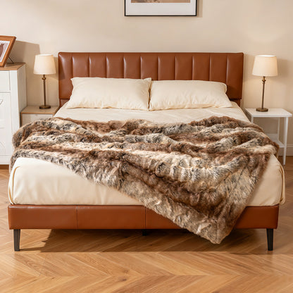760GSM Soft Faux Fur Blanket For Sofa, Coffee, Raccoon Bedding at Gallery Canada