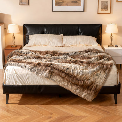 760GSM Soft Faux Fur Blanket For Sofa, Coffee, Raccoon Bedding at Gallery Canada