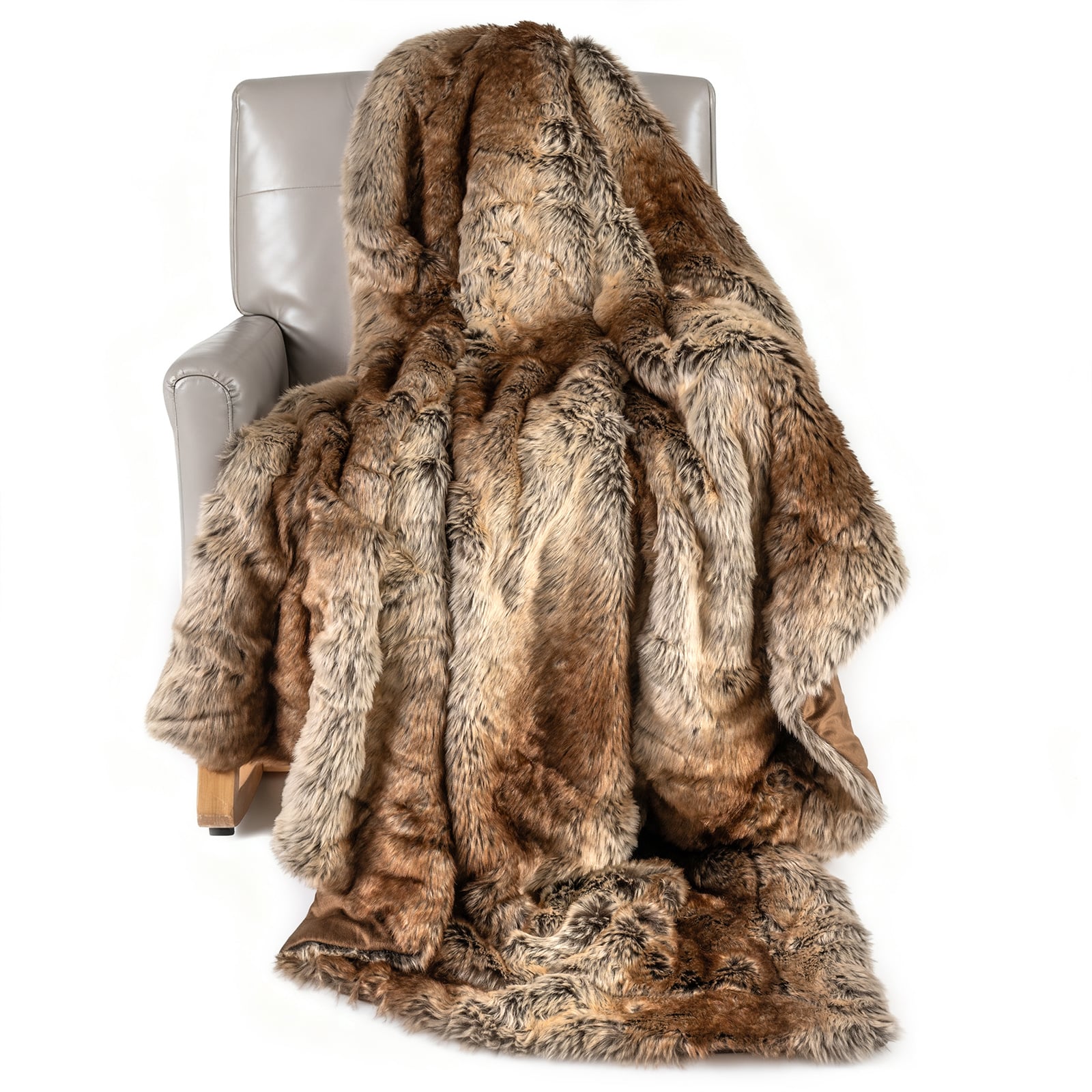 760GSM Soft Faux Fur Blanket For Sofa, Coffee, Raccoon Bedding at Gallery Canada