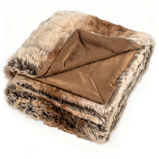 760GSM Soft Faux Fur Blanket For Sofa, Coffee, Raccoon Bedding Coffee at Gallery Canada