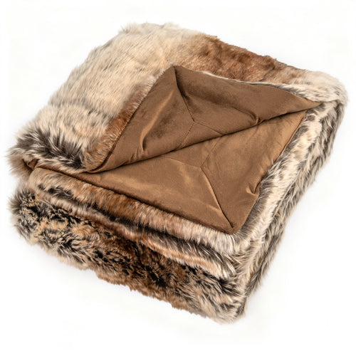760GSM Soft Faux Fur Blanket For Sofa, Coffee, Raccoon