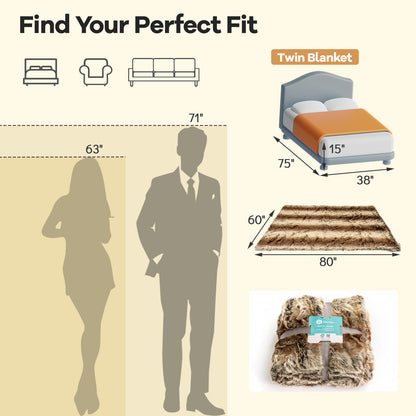 760GSM Soft Faux Fur Blanket For Sofa, Coffee, Raccoon Bedding at Gallery Canada