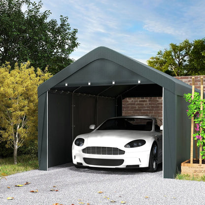 10 x 20 ft Portable Carport, 2 Roll-Up Doors, Removable Sidewalls, Dark Grey Car Shelters at Gallery Canada