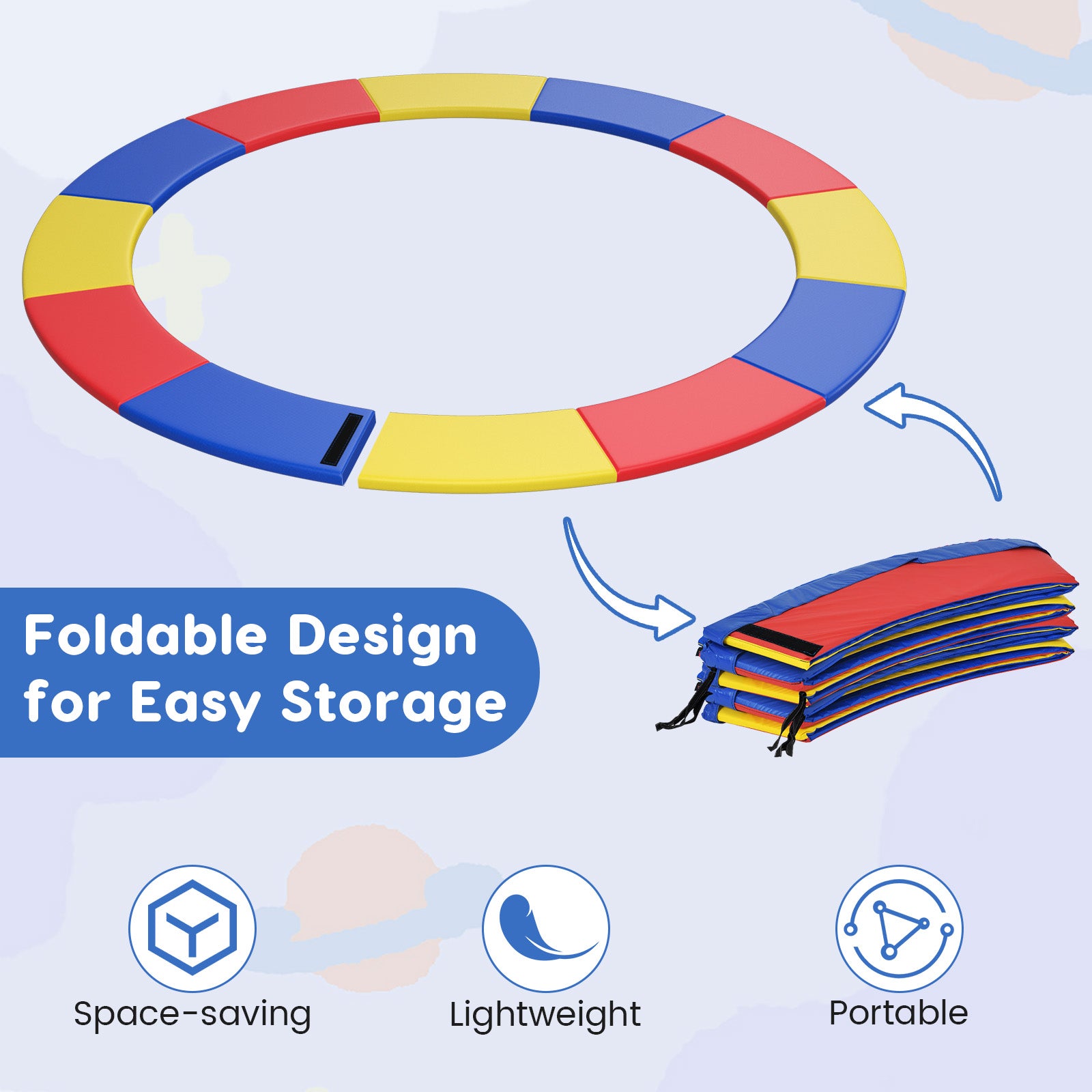 8-16 FT Trampoline Pad Replacement Safety Pad with Fixing Straps (Multicolor)-15FT, Multicolor Outdoor Play at Gallery Canada