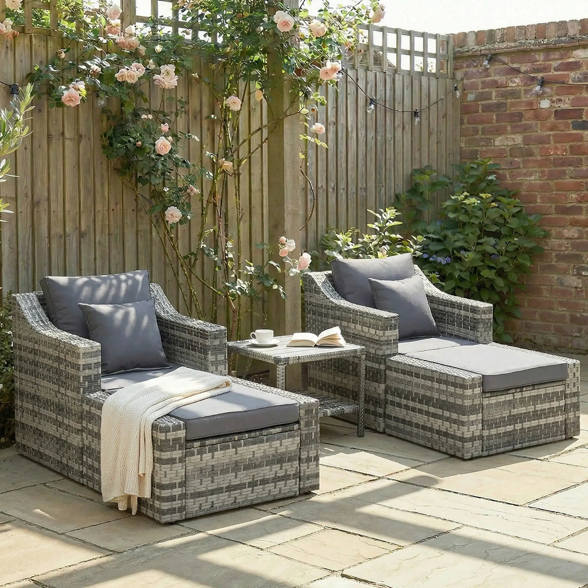 5-Piece Patio Rattan Conversation Set, Grey Patio Furniture Sets at Gallery Canada