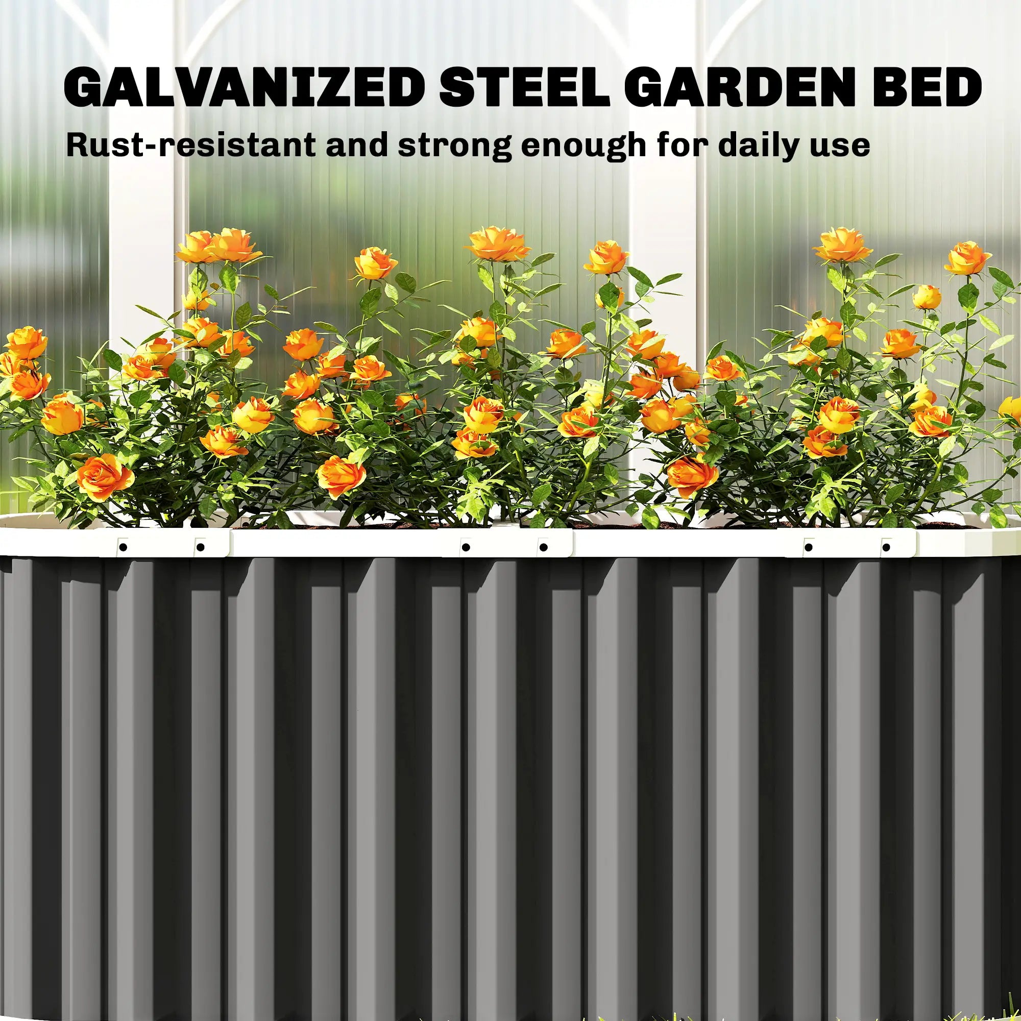 Galvanized Raised Garden Bed, Deep Rot Planter Box, 5' x 2' x 2', Dark Grey Galvanized Planter Boxes at Gallery Canada