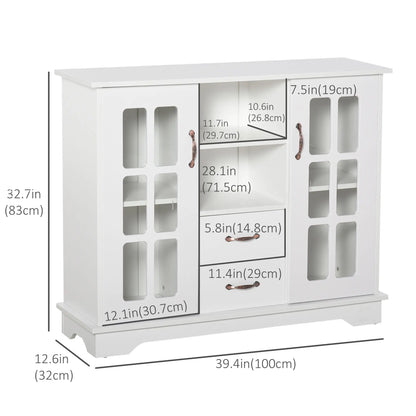 Modern Kitchen Sideboard, 2 Drawers, Coffee Bar Cabinet, Glass Doors, White Bar Cabinets at Gallery Canada