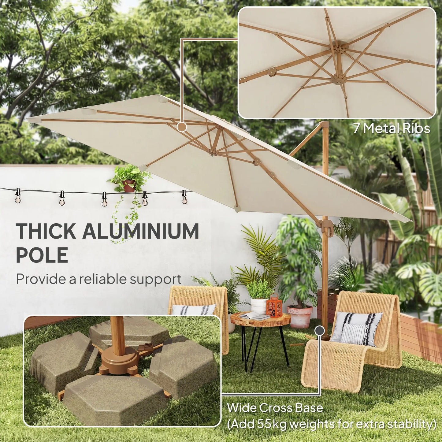 10 FT Patio Cantilever Umbrella, 360° Rotation, Crank And Tilt Offset Cantilever Umbrellas at Gallery Canada