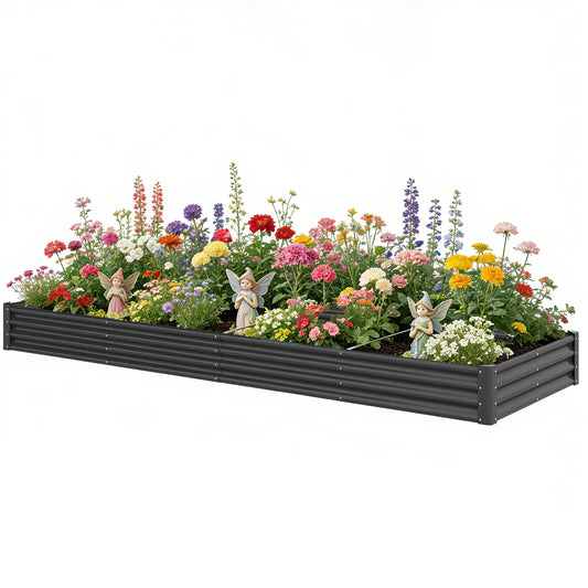 Galvanized Raised Garden Bed, 12 x 4 x 1ft, Reinforced Planter Box, Dark Grey Galvanized Planter Boxes Dark Grey at Gallery Canada