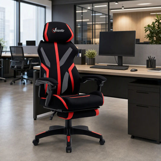 Racing Gaming Chair, Ergonomic Computer Chair with Footrest, Headrest, Black, Red Video Game Chairs Black, Red at Gallery Canada