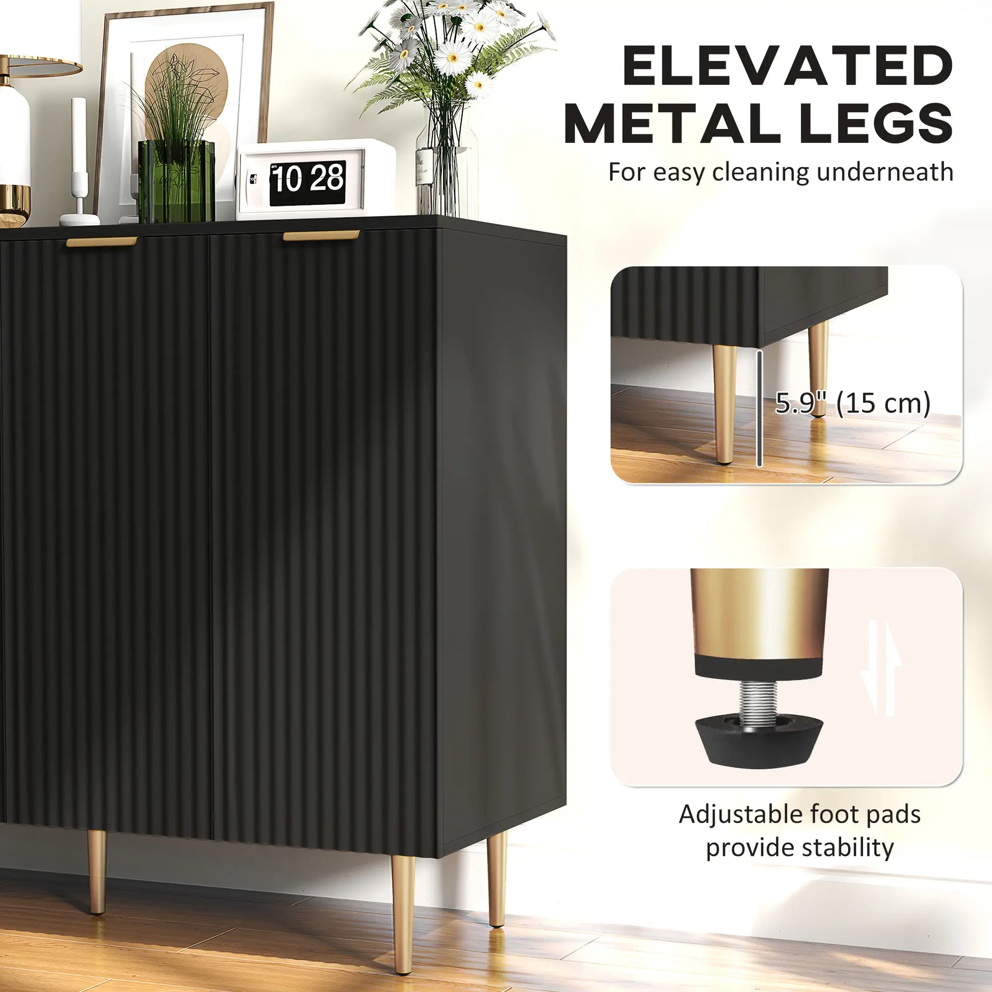 Modern Kitchen Cabinet, Sideboard with Adjustable Shelves, Black Bar Cabinets at Gallery Canada