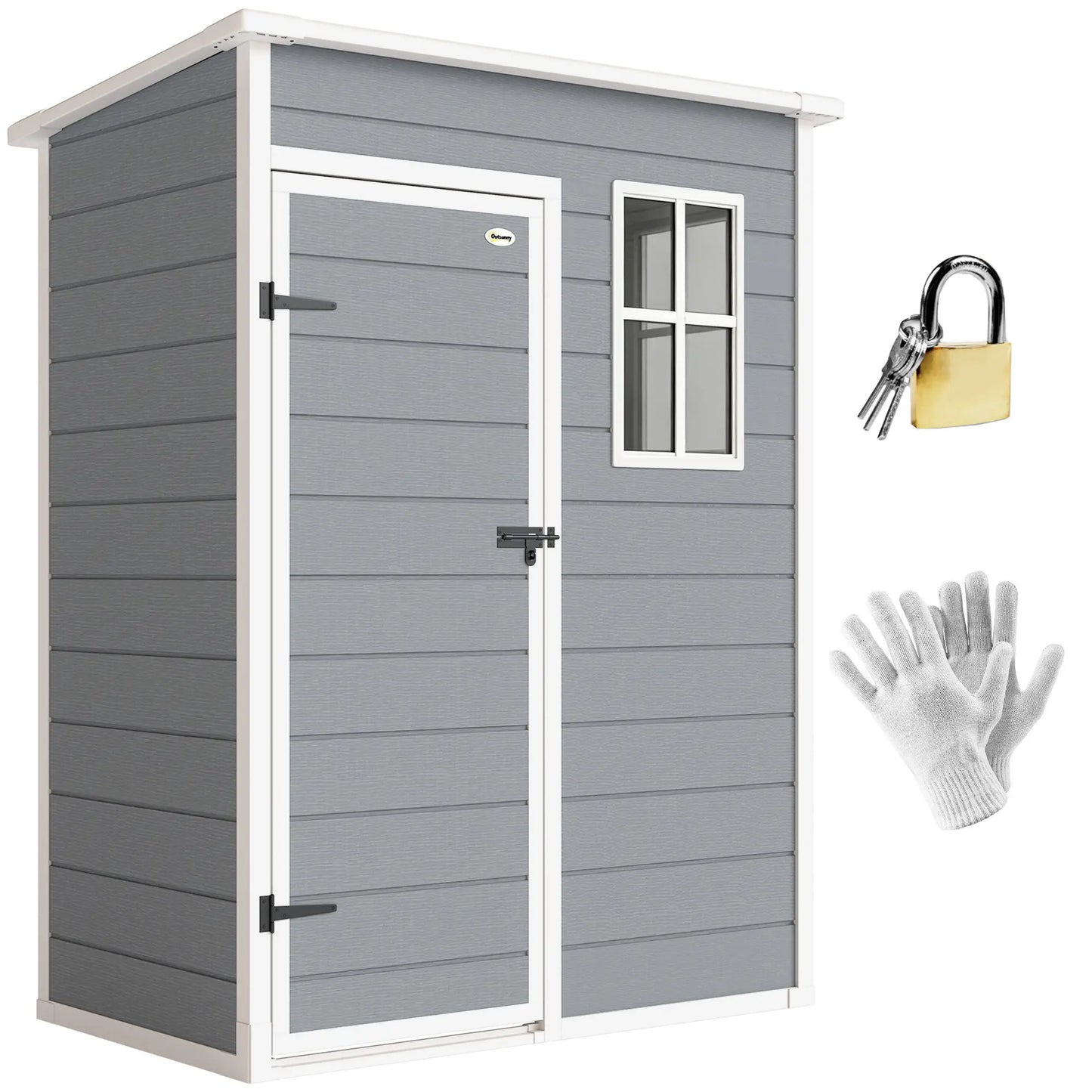 5 x 3FT Garden Shed, Outdoor Storage with Lockable Door, Window, Vent, Grey Sheds at Gallery Canada