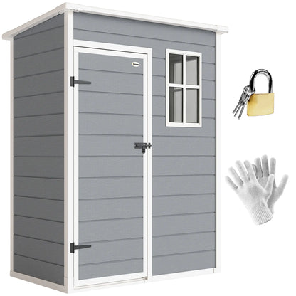 5 x 3FT Garden Shed, Outdoor Storage with Lockable Door, Window, Vent, Grey Sheds at Gallery Canada
