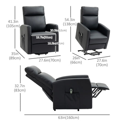 Power Lift Recliner Chair, Remote Control, Side Pocket, Black Electric Power Lift Chairs at Gallery Canada