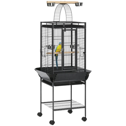 61.5 Inch Bird Cage for Cockatiel, Parakeet House with Stand, Play Top Bird Cages Grey at Gallery Canada