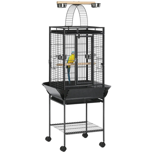 61.5 Inch Bird Cage for Cockatiel, Parakeet House with Stand, Play Top Bird Cages Grey at Gallery Canada