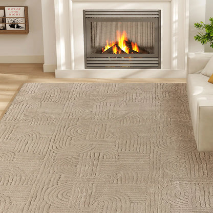 5x7 Faux Fur Rug, Non-Slip Carpet for Living Room, Bedroom, Tan Area Rugs at Gallery Canada