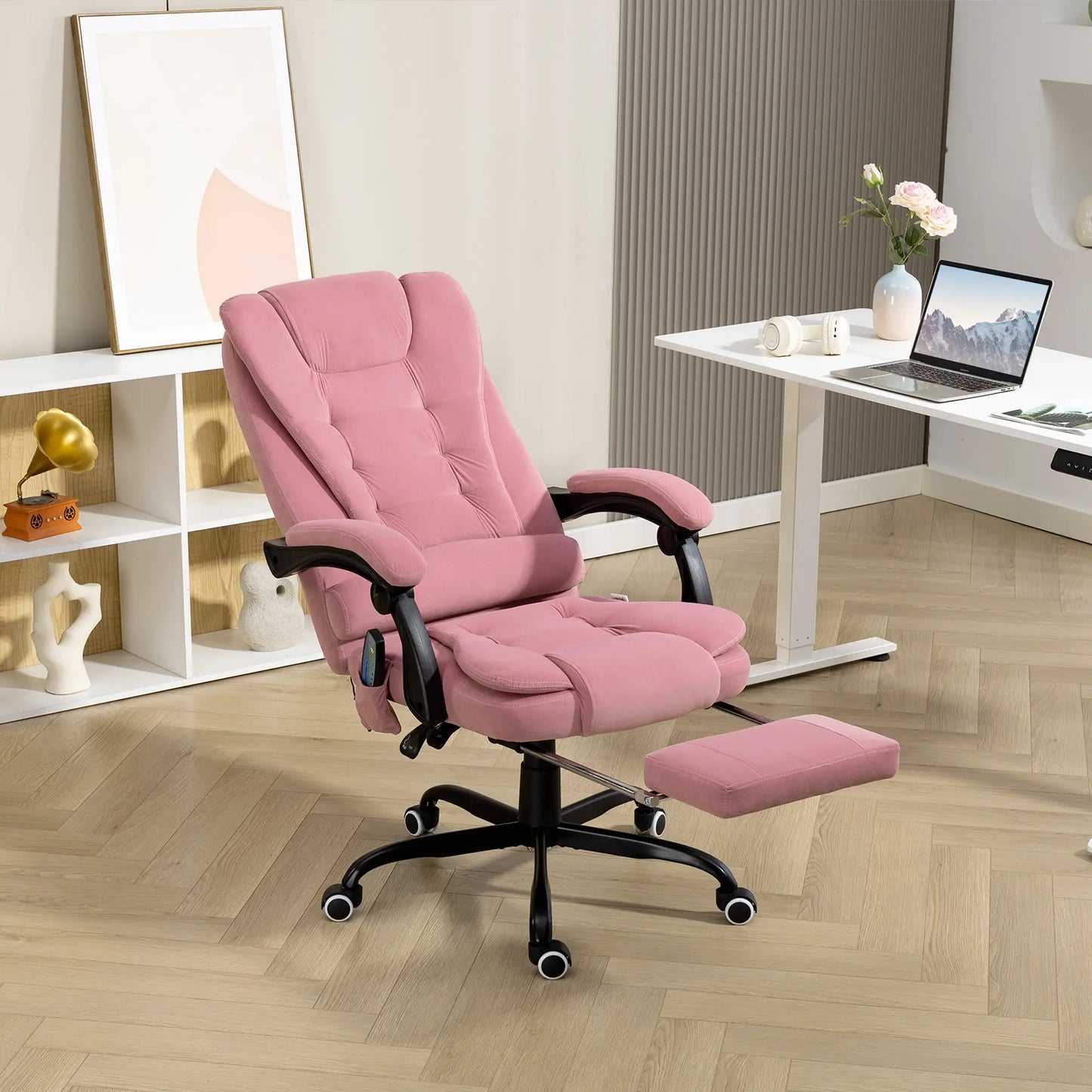 7-Point Vibrating Massage Chair, Reclining with Footrest, Pink Massage Chairs at Gallery Canada