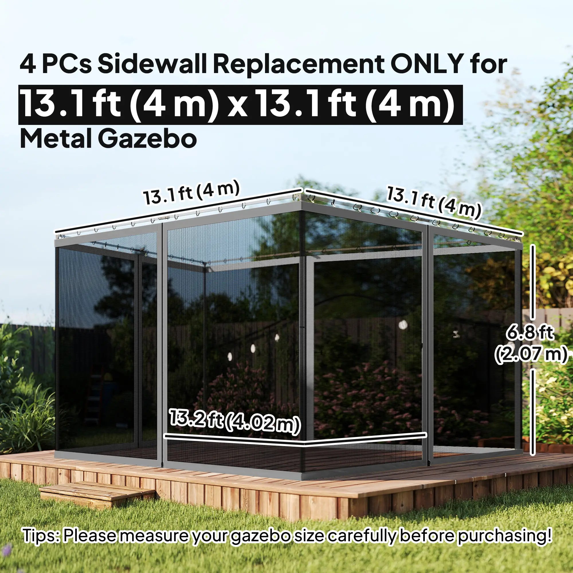 Replacement Mosquito Netting, 13' x 13', Black, Dark Grey Gazebo Sidewalls at Gallery Canada