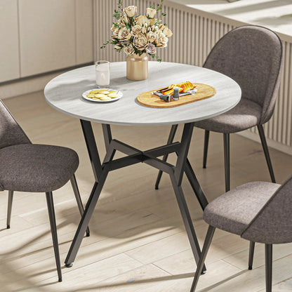 35" Round Dining Table, Steel Frame, Small Kitchen Table, Grey Dining Tables at Gallery Canada