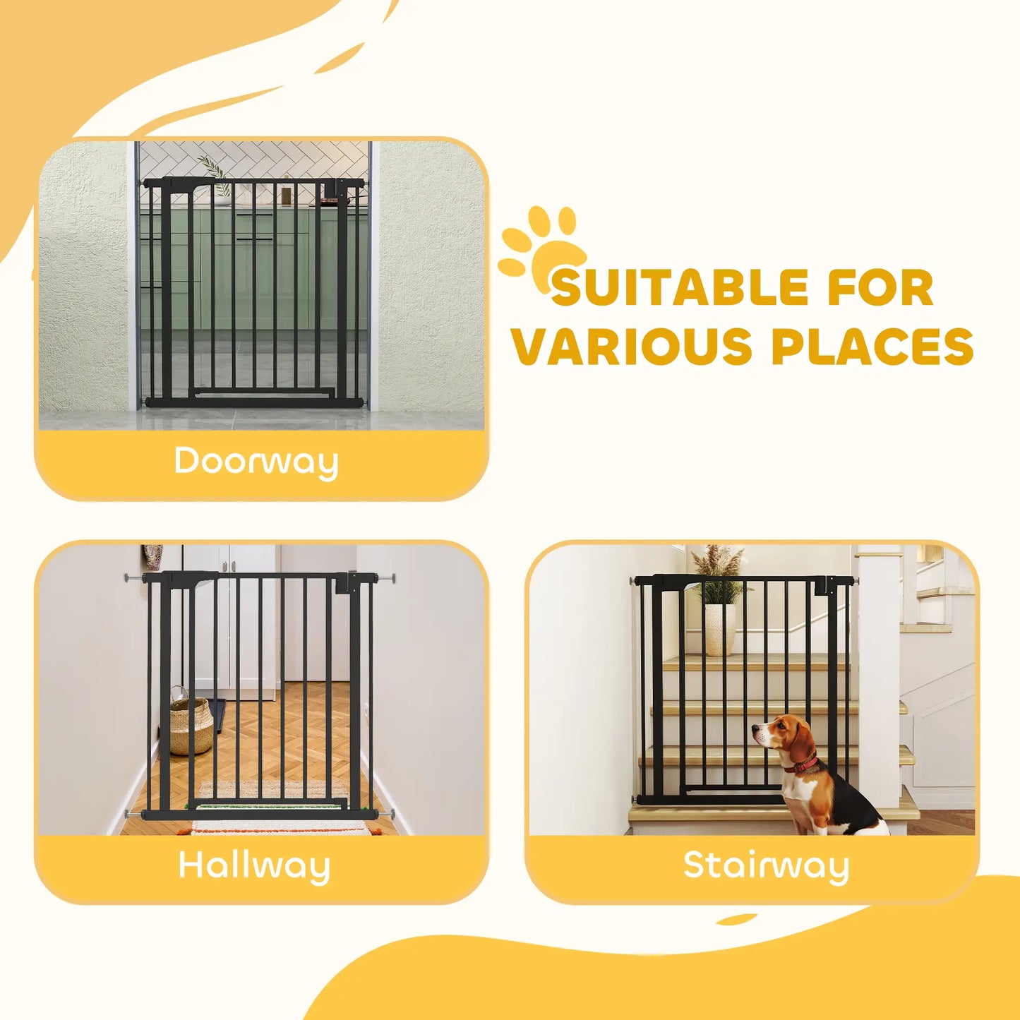 Baby Gate, Pet Safety Gate, 30"-32" Wide, Auto-Close, Black Pet Gates at Gallery Canada