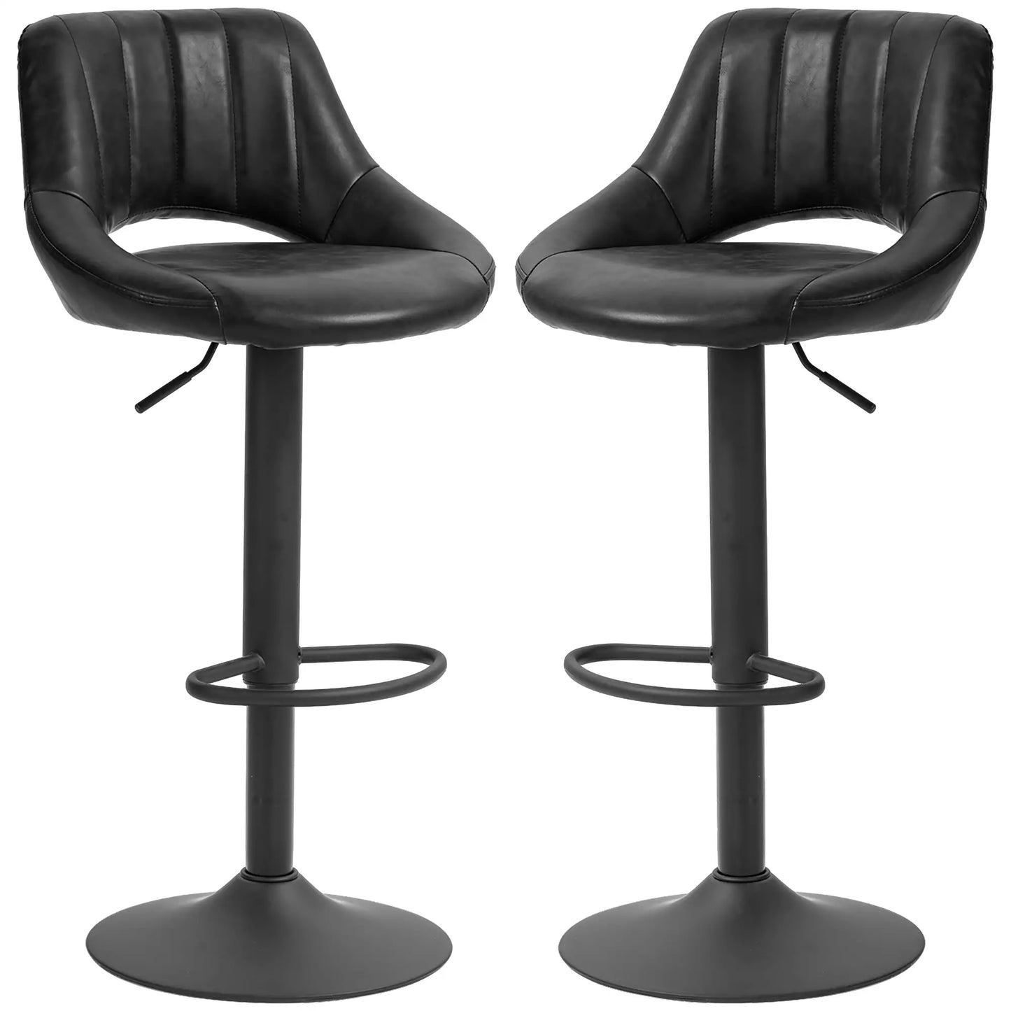 Swivel Bar Stools Set of 2, Faux Leather Upholstered Counter Height Barstools with Round Metal Base Bar Stools at Gallery Canada