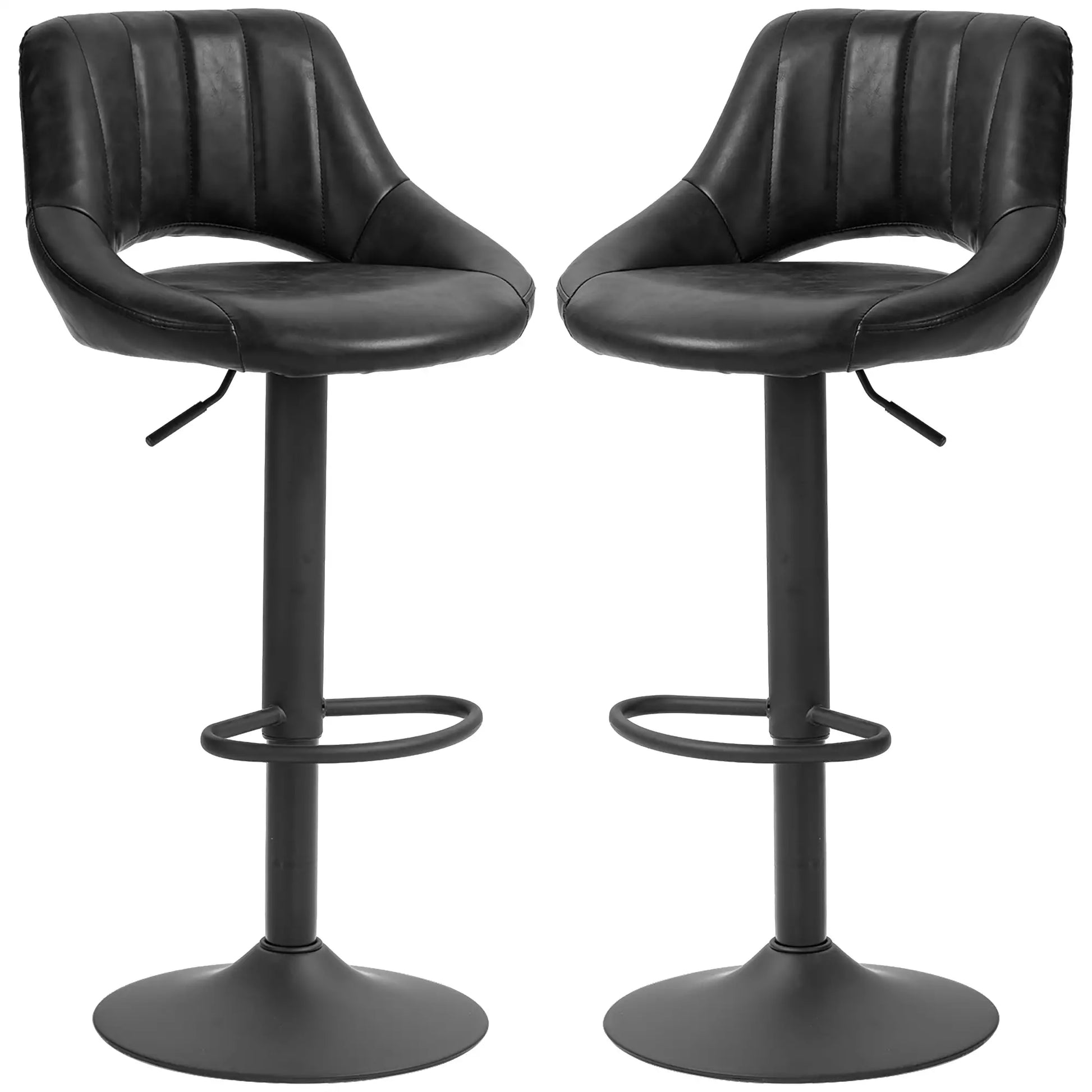 Swivel Bar Stools Set of 2, Faux Leather Upholstered Counter Height Barstools with Round Metal Base Bar Stools at Gallery Canada