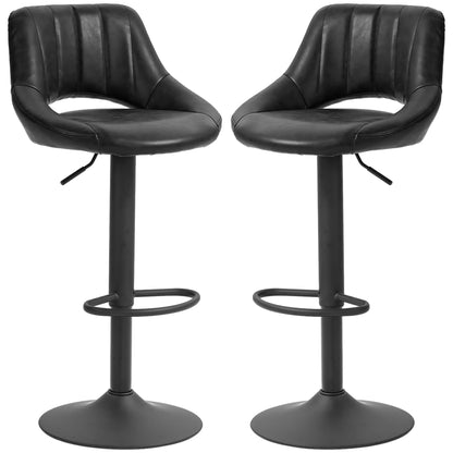 Swivel Bar Stools Set of 2, Faux Leather Upholstered Counter Height Barstools with Round Metal Base Bar Stools at Gallery Canada